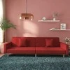 Dvivietė sofa-lova su dvejomis pagalvėmis, vyno, audinys