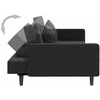 Dvivietė sofa-lova su dvejomis pagalvėmis, juoda, aksomas