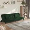 Dvivietė sofa-lova su dvejomis pagalvėmis, žalia, aksomas