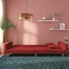 Dvivietė sofa-lova su dvejomis pagalvėmis, vyno, audinys
