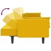 Dvivietė sofa-lova su dvejomis pagalvėmis, geltona, aksomas
