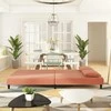 Dvivietė sofa-lova su dvejomis pagalvėmis, rožinė, aksomas
