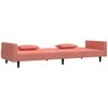 Dvivietė sofa-lova su dvejomis pagalvėmis, rožinė, aksomas