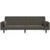 Dvivietė sofa-lova su dvejomis pagalvėmis, pilka, aksomas