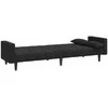 Dvivietė sofa-lova su dvejomis pagalvėmis, juoda, aksomas