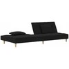 Dvivietė sofa-lova su dvejomis pagalvėmis, juoda, audinys