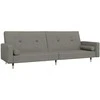 Dvivietė sofa-lova su dvejomis pagalvėmis, pilka, aksomas