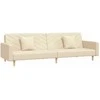 Dvivietė sofa-lova su dvejomis pagalvėmis, kreminė, audinys