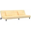 Dvivietė sofa-lova su dvejomis pagalvėmis, kreminė, aksomas