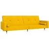 Dvivietė sofa-lova su dvejomis pagalvėmis, geltona, aksomas