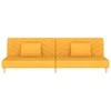 Dvivietė sofa-lova su dvejomis pagalvėmis, geltona, audinys