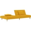 Dvivietė sofa-lova su dvejomis pagalvėmis, geltona, audinys