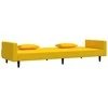 Dvivietė sofa-lova su dvejomis pagalvėmis, geltona, aksomas