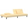 Dvivietė sofa-lova su dvejomis pagalvėmis, kreminė, aksomas