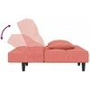 Dvivietė sofa-lova su dvejomis pagalvėmis, rožinė, aksomas
