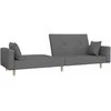 Dvivietė sofa-lova su dvejomis pagalvėmis, pilka, audinys