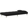 Dvivietė sofa-lova su dvejomis pagalvėmis, juoda, audinys