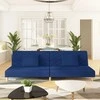 Dvivietė sofa-lova su dvejomis pagalvėmis, mėlyna, audinys