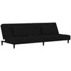 Dvivietė sofa-lova su dvejomis pagalvėmis, juoda, aksomas
