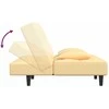 Dvivietė sofa-lova su dvejomis pagalvėmis, kreminė, aksomas