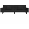 Dvivietė sofa-lova su dvejomis pagalvėmis, juoda, aksomas