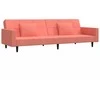 Dvivietė sofa-lova su dvejomis pagalvėmis, rožinė, aksomas