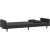 Dvivietė sofa-lova su dvejomis pagalvėmis, juoda, aksomas