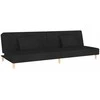 Dvivietė sofa-lova su dvejomis pagalvėmis, juoda, audinys