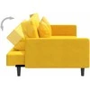 Dvivietė sofa-lova su dvejomis pagalvėmis, geltona, aksomas
