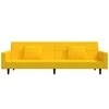 Dvivietė sofa-lova su dvejomis pagalvėmis, geltona, aksomas