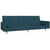 Dvivietė sofa-lova su dvejomis pagalvėmis, mėlyna, aksomas