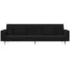 Dvivietė sofa-lova su dvejomis pagalvėmis, juoda, audinys