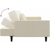 Dvivietė sofa-lova su dvejomis pagalvėmis, kreminė, aksomas