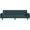 Dvivietė sofa-lova su dvejomis pagalvėmis, mėlyna, aksomas