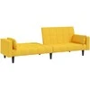 Dvivietė sofa-lova su dvejomis pagalvėmis, geltona, audinys