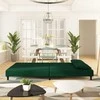 Dvivietė sofa-lova su dvejomis pagalvėmis, žalia, aksomas
