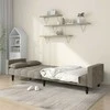 Dvivietė sofa-lova su dvejomis pagalvėmis, pilka, aksomas
