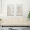 Dvivietė sofa-lova su dvejomis pagalvėmis, kreminė, aksomas