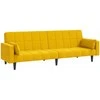 Dvivietė sofa-lova su dvejomis pagalvėmis, geltona, aksomas