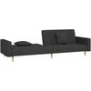 Dvivietė sofa-lova su dvejomis pagalvėmis, juoda, audinys