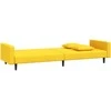 Dvivietė sofa-lova su dvejomis pagalvėmis, geltona, aksomas