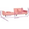 Dvivietė sofa-lova su dvejomis pagalvėmis, rožinė, aksomas