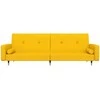 Dvivietė sofa-lova su dvejomis pagalvėmis, geltona, aksomas