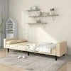 Dvivietė sofa-lova su dvejomis pagalvėmis, kreminė, audinys