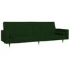 Dvivietė sofa-lova su dvejomis pagalvėmis, žalia, aksomas