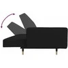 Dvivietė sofa-lova su dvejomis pagalvėmis, juoda, aksomas