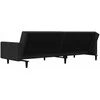 Dvivietė sofa-lova su dvejomis pagalvėmis, juoda, aksomas