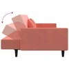 Dvivietė sofa-lova su dvejomis pagalvėmis, rožinė, aksomas