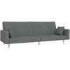 Dvivietė sofa-lova su dvejomis pagalvėmis, pilka, audinys