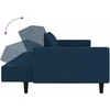 Dvivietė sofa-lova su dvejomis pagalvėmis, mėlyna, aksomas